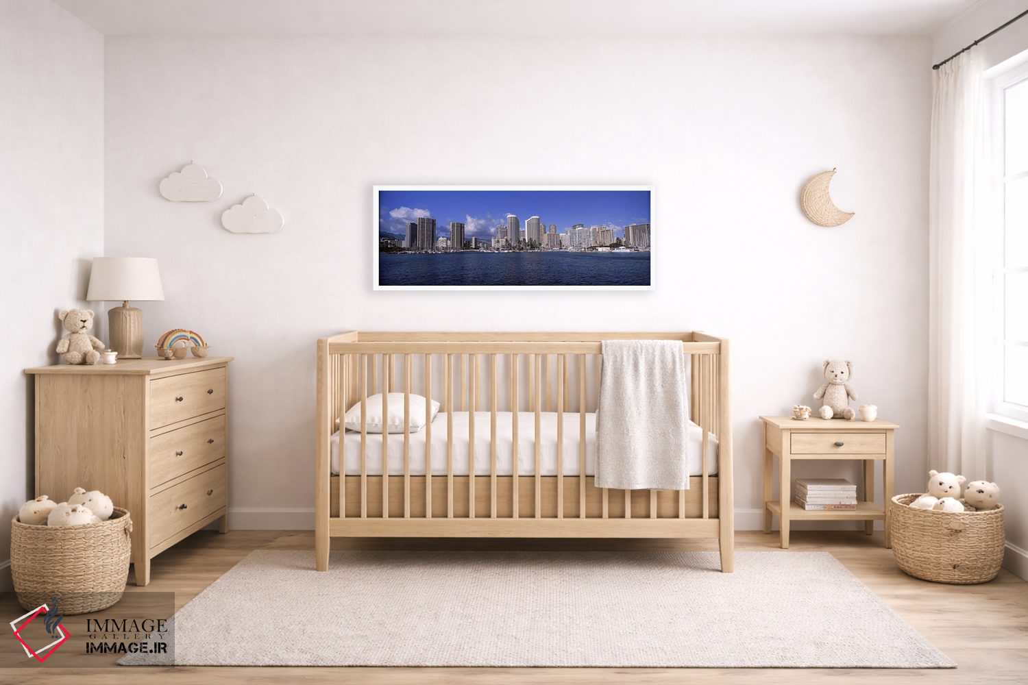 تابلو دکوراتیو Honolulu, Hawaii, USA 2010 #2,آسمان خراش ها در کنار آب… اثر پانورامیک ایمجز - D6W