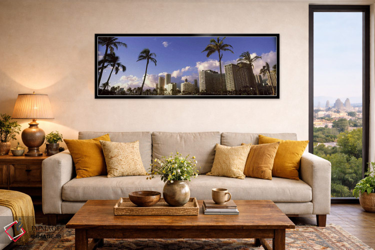 تابلو دکوراتیو Honolulu, Hawaii, USA 2010,نمای پایین از آسمان خراش ها… اثر پانورامیک ایمجز - D6B