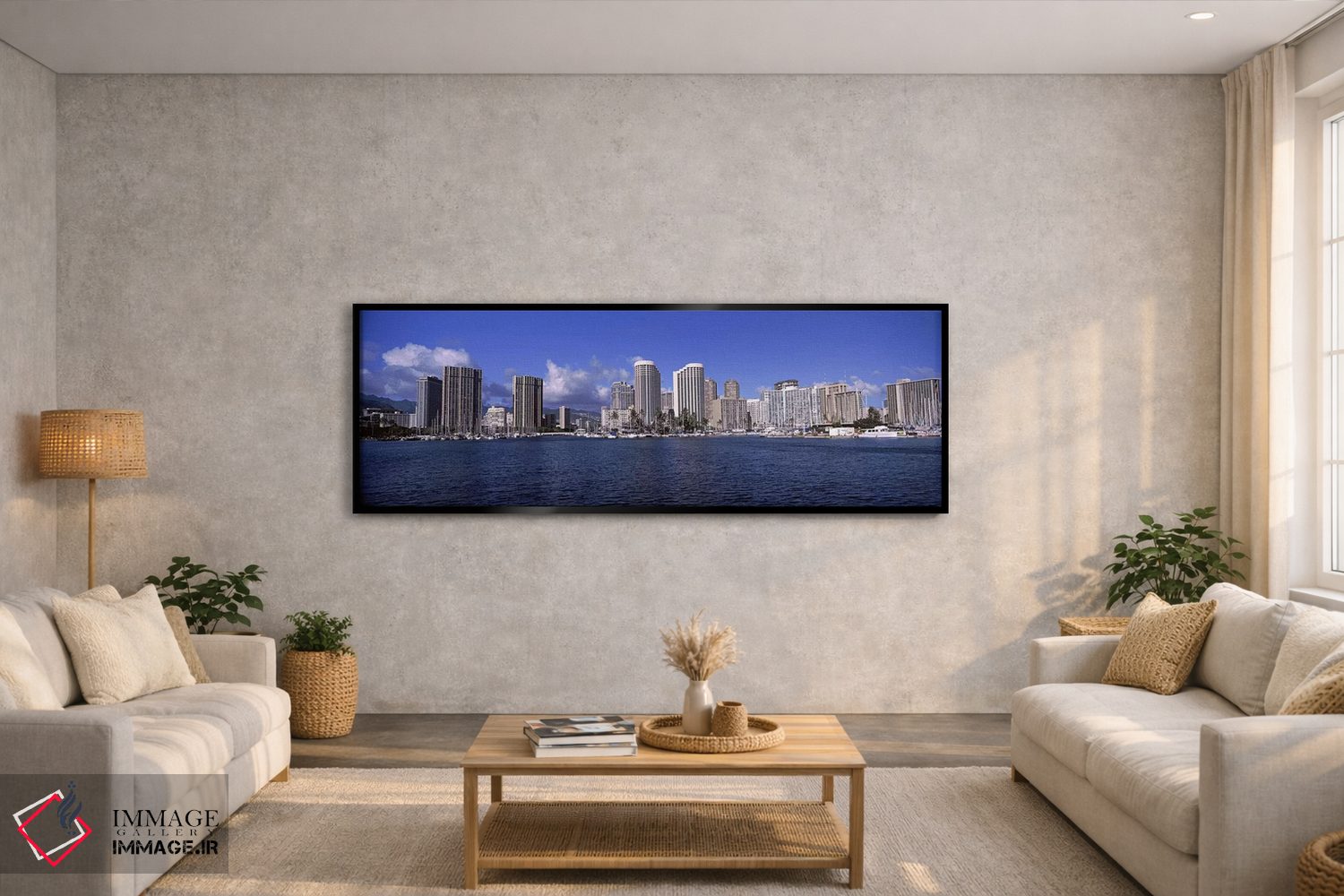 تابلو دکوراتیو Honolulu, Hawaii, USA 2010 #2,آسمان خراش ها در کنار آب… اثر پانورامیک ایمجز - D5B