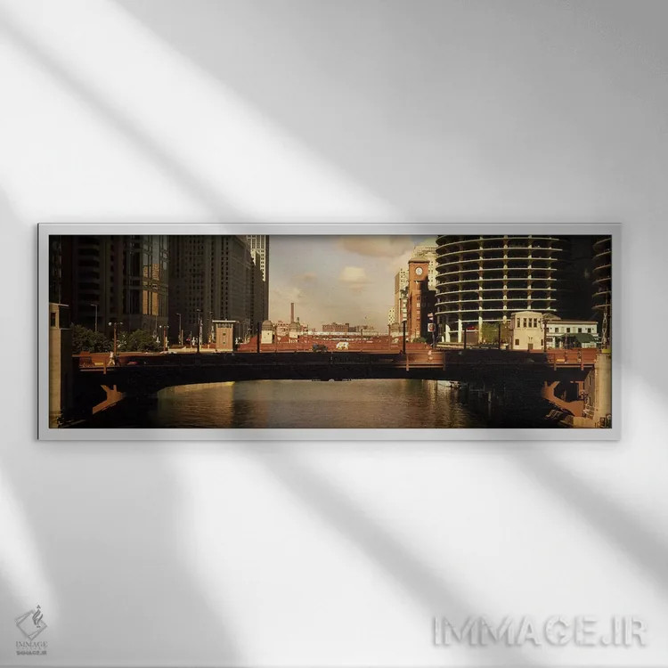 تابلو دکوراتیو Marina Towers, Chicago River, Chicago, Cook County, Ill… اثر پانورامیک ایمجز - نمای قابدار سفید