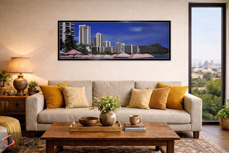 تابلو دکوراتیو Honolulu, Oahu, Hawaii, USA,آسمان خراش ها در کنار آب، ه… اثر پانورامیک ایمجز - D5B