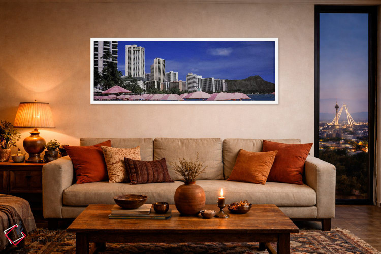تابلو دکوراتیو Honolulu, Oahu, Hawaii, USA,آسمان خراش ها در کنار آب، ه… اثر پانورامیک ایمجز - D3W