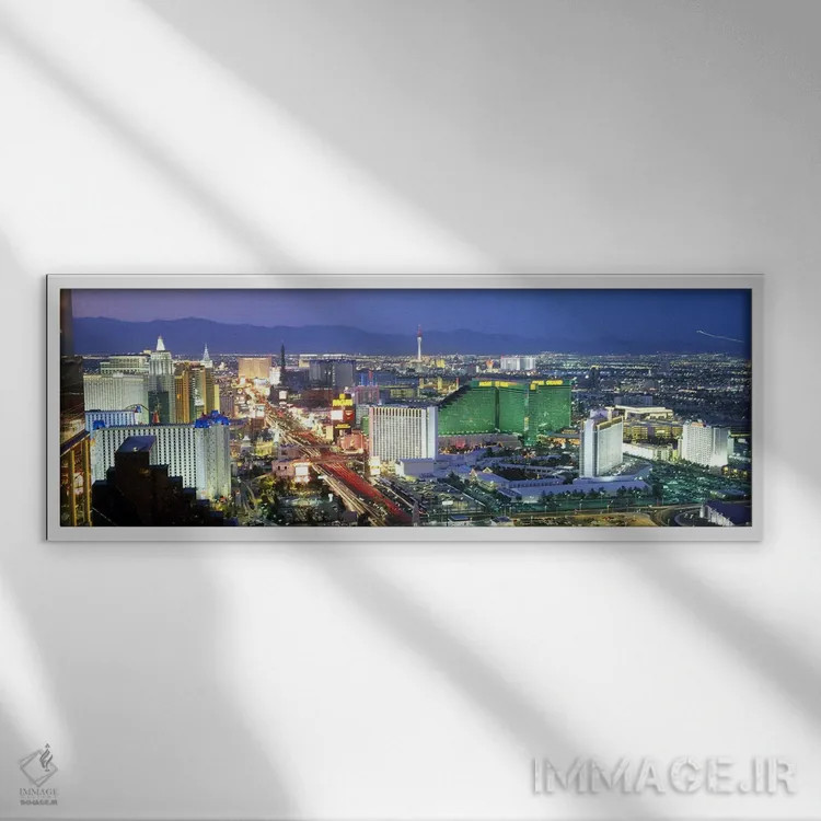 تابلو دکوراتیو Las Vegas, Clark County, Nevada, USA #2,ساختمان های روش… اثر پانورامیک ایمجز - نمای قابدار سفید