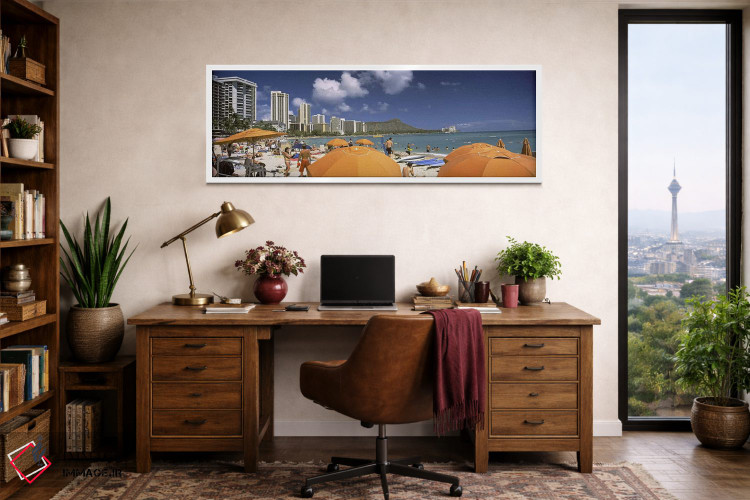 تابلو دکوراتیو Waikiki Beach, Honolulu, Oahu, Hawaii, USA 2010,گردشگرا… اثر پانورامیک ایمجز - D1W