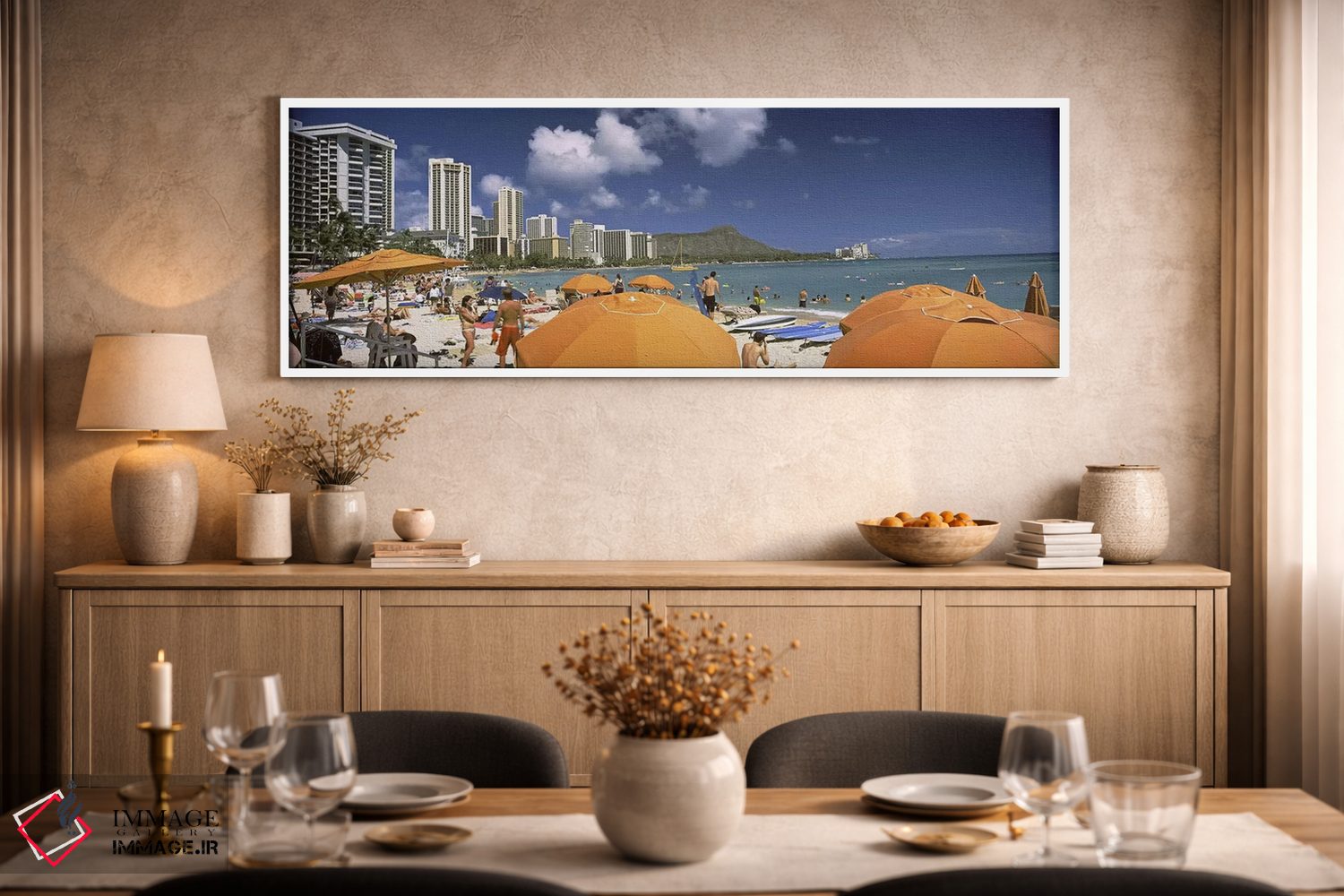 تابلو دکوراتیو Waikiki Beach, Honolulu, Oahu, Hawaii, USA 2010,گردشگرا… اثر پانورامیک ایمجز - D2W