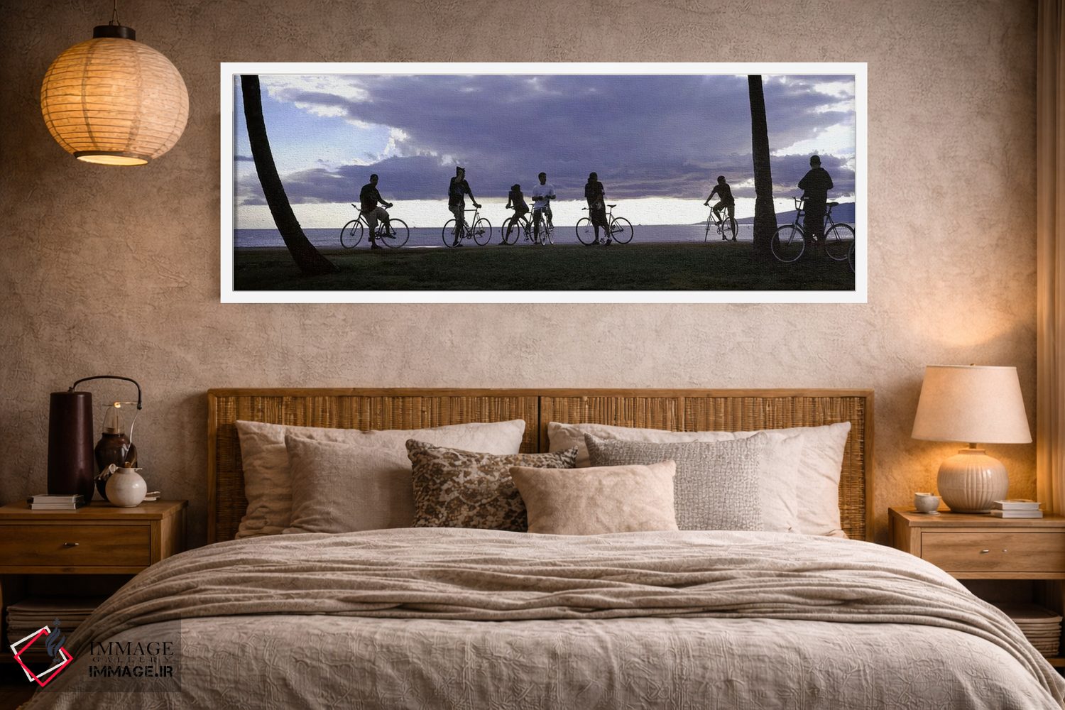 تابلو دکوراتیو Honolulu, Oahu, Hawaii, USA,گردشگران دوچرخه سوار در ساح… اثر پانورامیک ایمجز - D3W