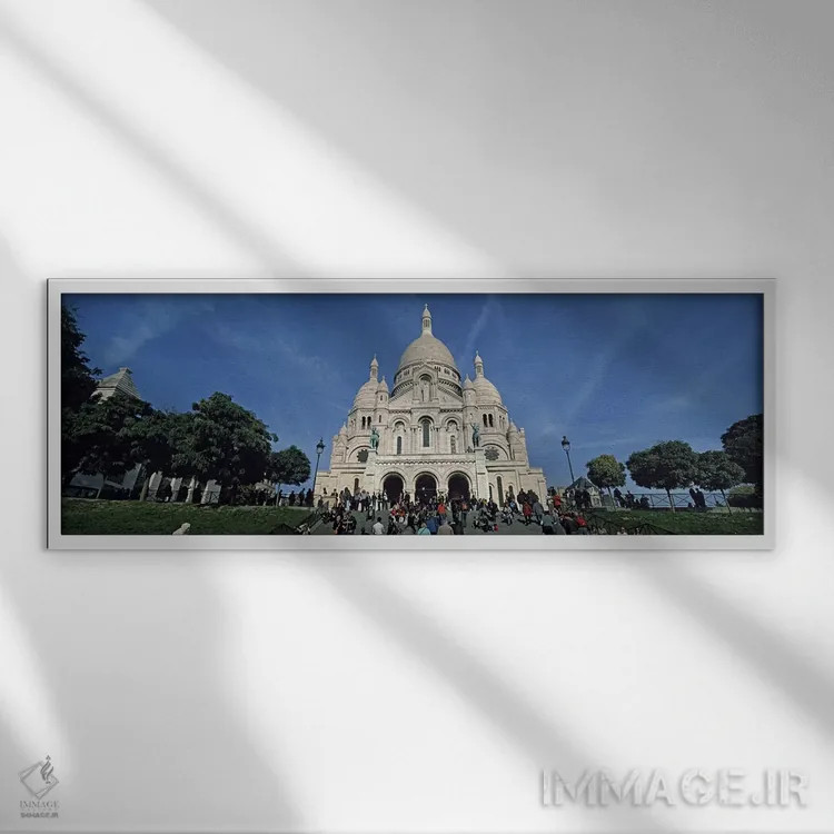 تابلو دکوراتیو Basilique Du Sacre Coeur, Montmartre, Paris, Ile-de-Fra… اثر پانورامیک ایمجز - نمای قابدار سفید