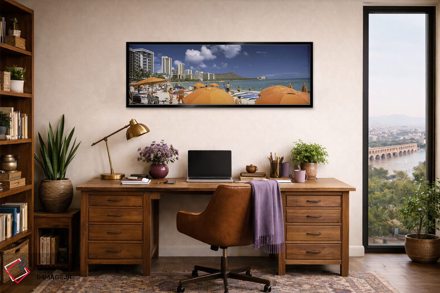 تابلو دکوراتیو Waikiki Beach, Honolulu, Oahu, Hawaii, USA 2010,گردشگرا… اثر پانورامیک ایمجز - D3B