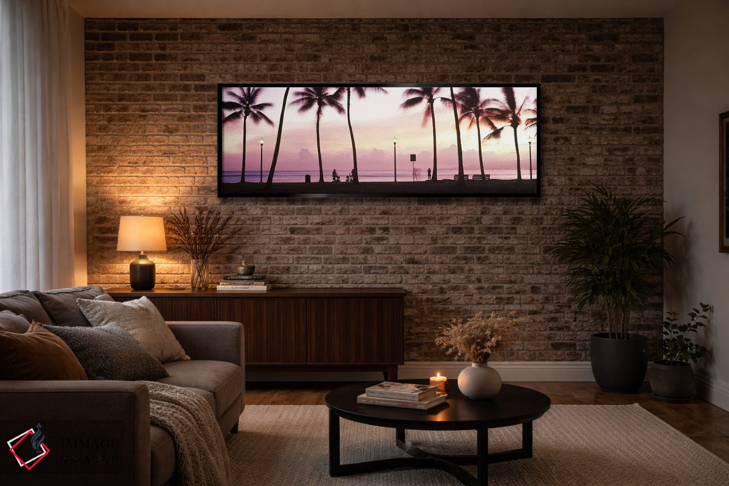 تابلو دکوراتیو Waikiki, Honolulu, Oahu, Hawaii, USA #2,درختان نخل در س… اثر پانورامیک ایمجز - D3B