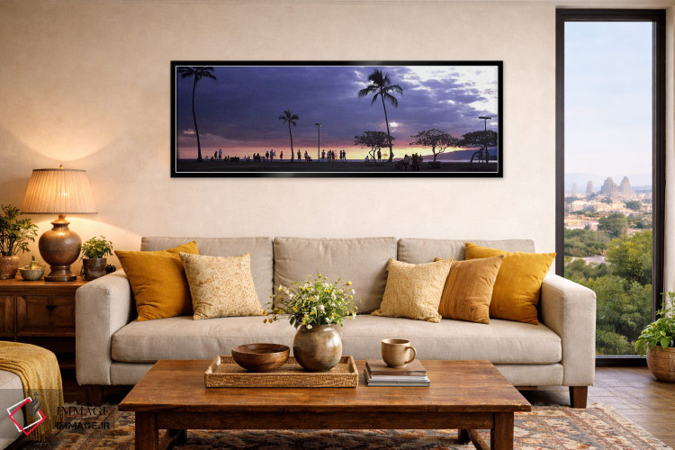 تابلو دکوراتیو Honolulu, Oahu, Hawaii, USA,گردشگران در ساحل، هونولولو… اثر پانورامیک ایمجز - D6B