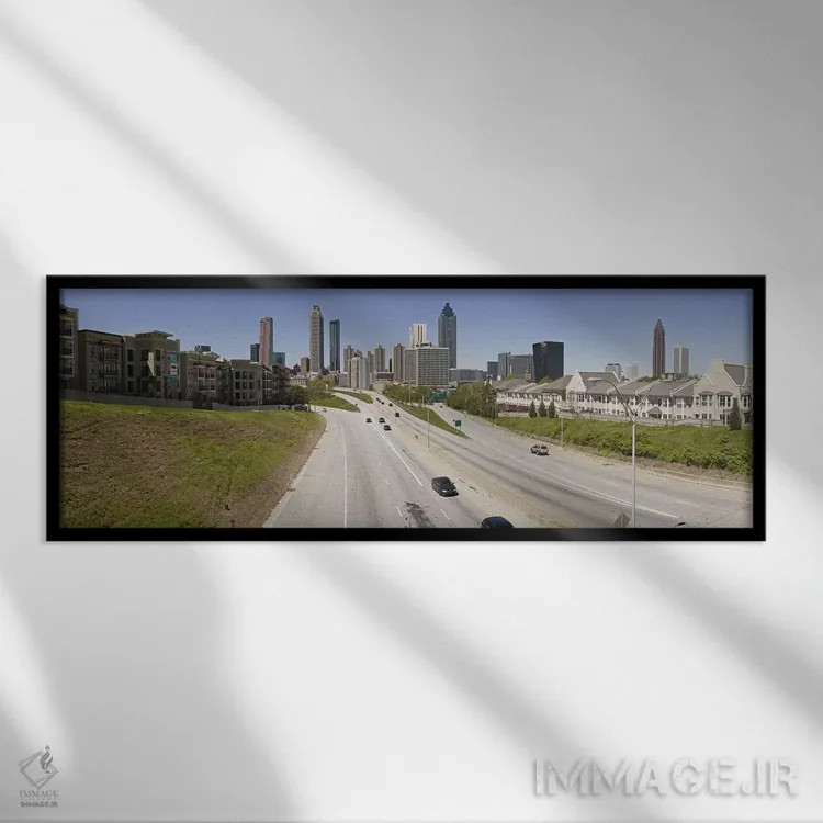تابلو دکوراتیو Atlanta, Georgia, USA,وسایل نقلیه در حال حرکت در جاده م… اثر پانورامیک ایمجز - نمای قابدار مشکی