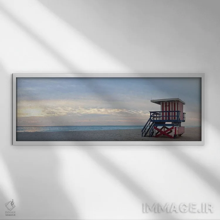 تابلو دکوراتیو Miami, Miami-Dade County, Florida, USA,نجات غریق در ساح… اثر پانورامیک ایمجز - نمای قابدار سفید