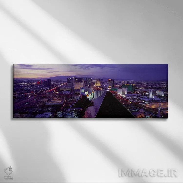 تابلو دکوراتیو Las Vegas, Clark County, Nevada, USA,شهر در حال روشنایی… اثر پانورامیک ایمجز - نمای روبهرو روی دیوار