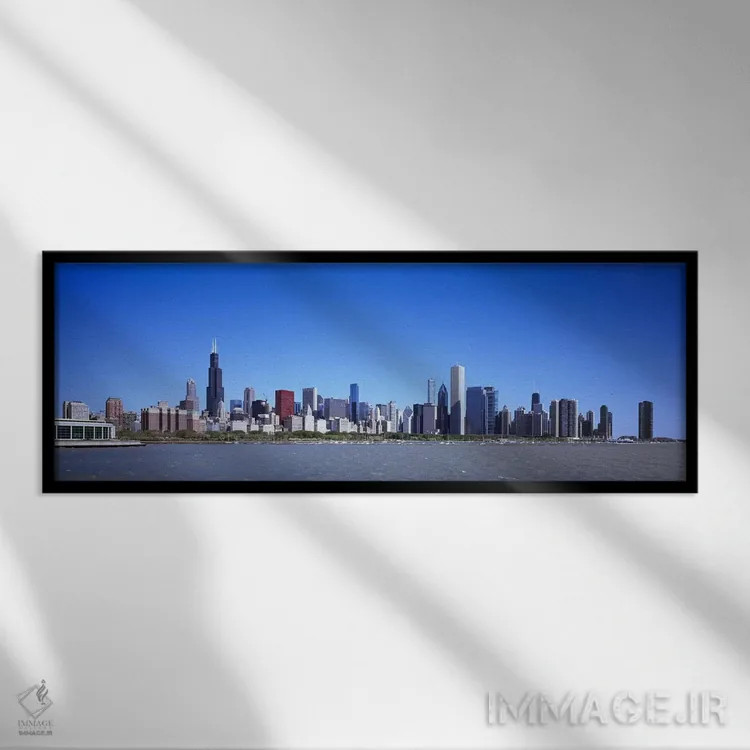 تابلو دکوراتیو Willis Tower, Shedd Aquarium, Chicago, Cook County, Ill… اثر پانورامیک ایمجز - نمای قابدار مشکی