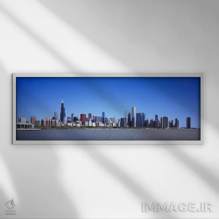 تابلو دکوراتیو Willis Tower, Shedd Aquarium, Chicago, Cook County, Ill… اثر پانورامیک ایمجز - نمای قابدار سفید