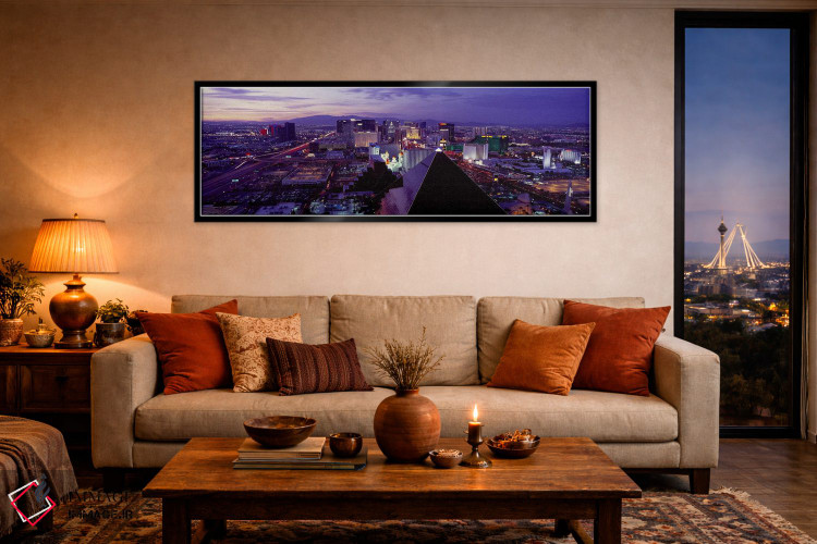 تابلو دکوراتیو Las Vegas, Clark County, Nevada, USA,شهر در حال روشنایی… اثر پانورامیک ایمجز - D4B