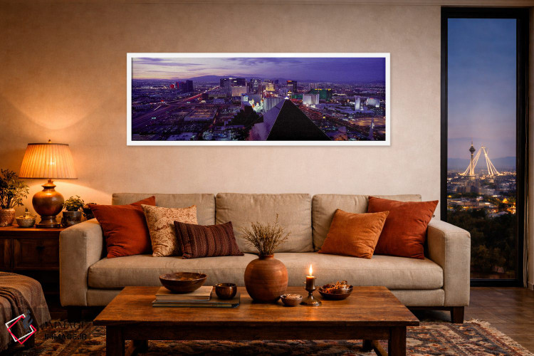 تابلو دکوراتیو Las Vegas, Clark County, Nevada, USA,شهر در حال روشنایی… اثر پانورامیک ایمجز - D3W