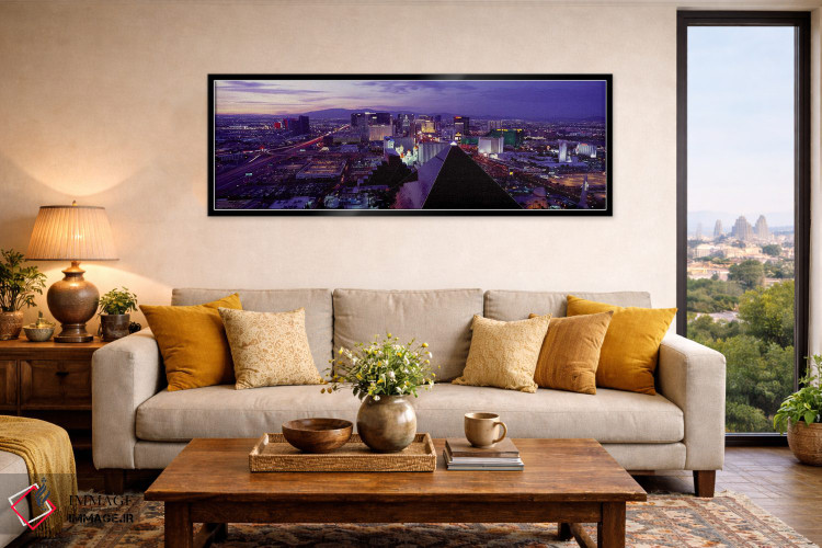 تابلو دکوراتیو Las Vegas, Clark County, Nevada, USA,شهر در حال روشنایی… اثر پانورامیک ایمجز - D5B