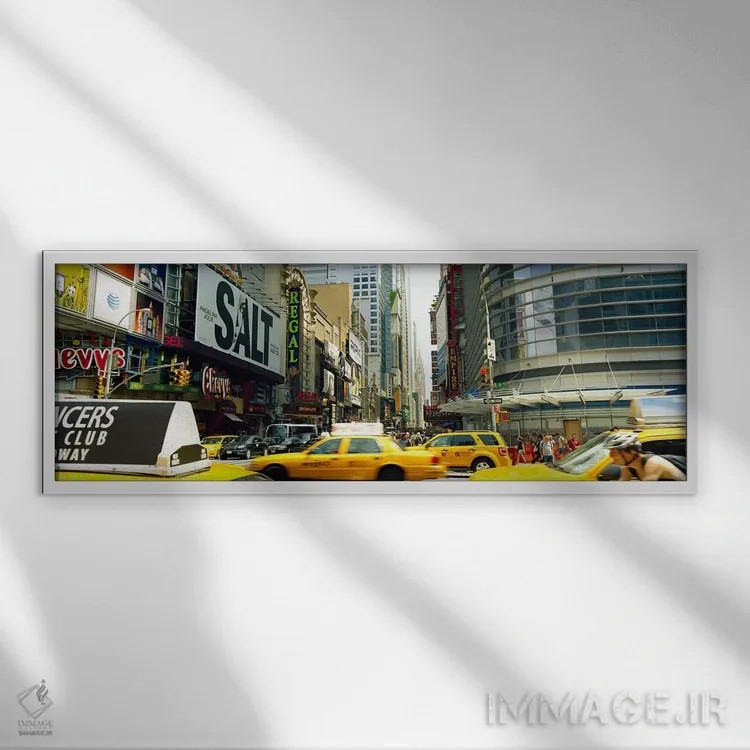 تابلو دکوراتیو 42nd Street, Eighth Avenue, Times Square, Manhattan, Ne… اثر پانورامیک ایمجز - نمای قابدار سفید