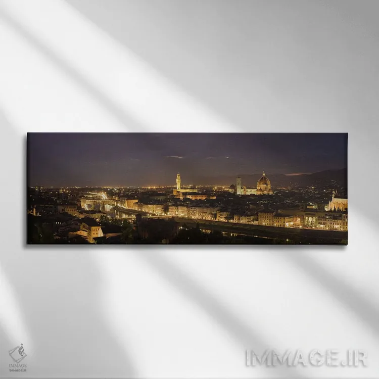 تابلو دکوراتیو Ponte Vecchio, Arno River, Duomo Santa Maria Del Fiore… اثر پانورامیک ایمجز - نمای روبهرو روی دیوار