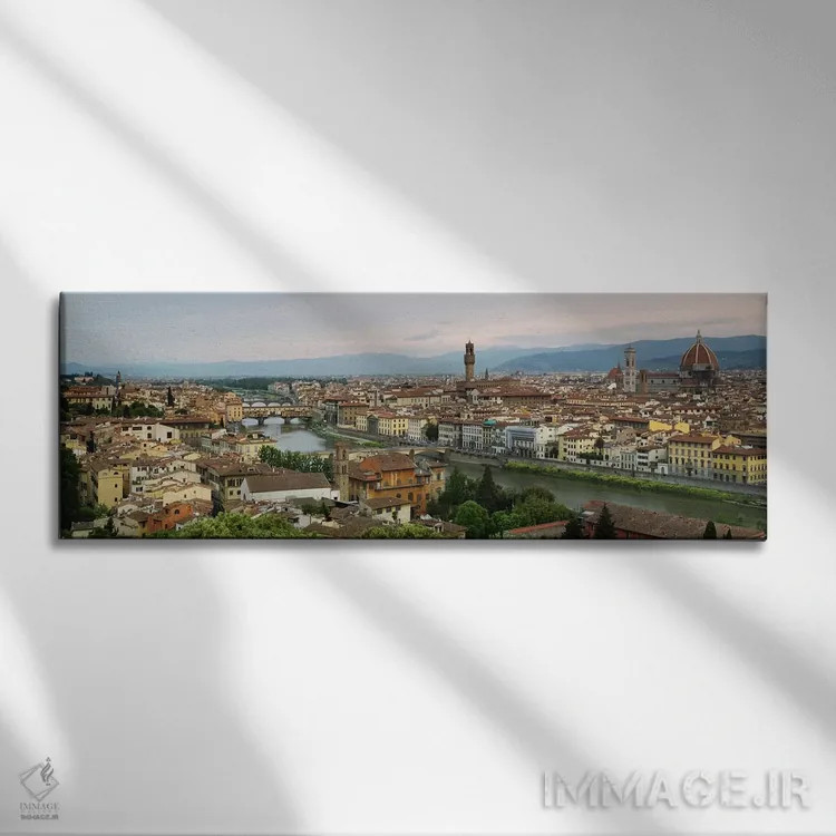 تابلو دکوراتیو Ponte Vecchio, Arno River, Duomo Santa Maria Del Fiore… اثر پانورامیک ایمجز - نمای روبهرو روی دیوار