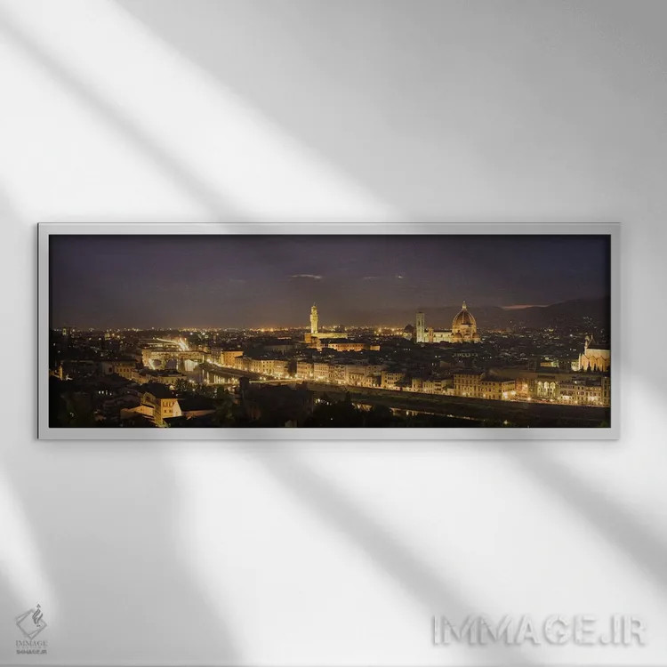 تابلو دکوراتیو Ponte Vecchio, Arno River, Duomo Santa Maria Del Fiore… اثر پانورامیک ایمجز - نمای قابدار سفید