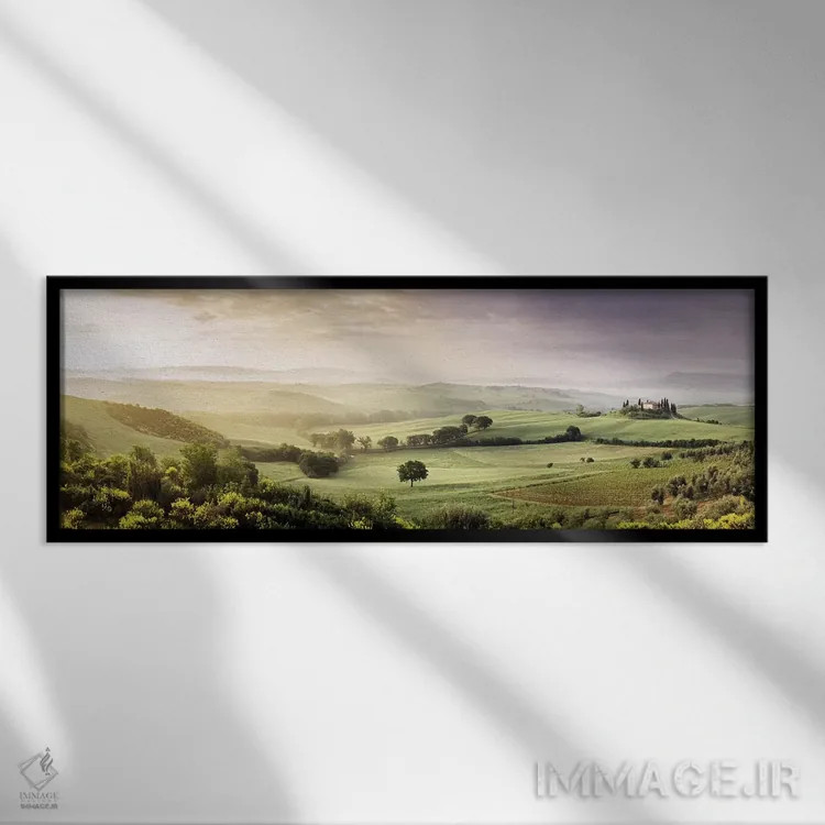 تابلو دکوراتیو San Quirico d'Orcia, Val d'Orcia, Siena Province, Tusca… اثر پانورامیک ایمجز - نمای قابدار مشکی