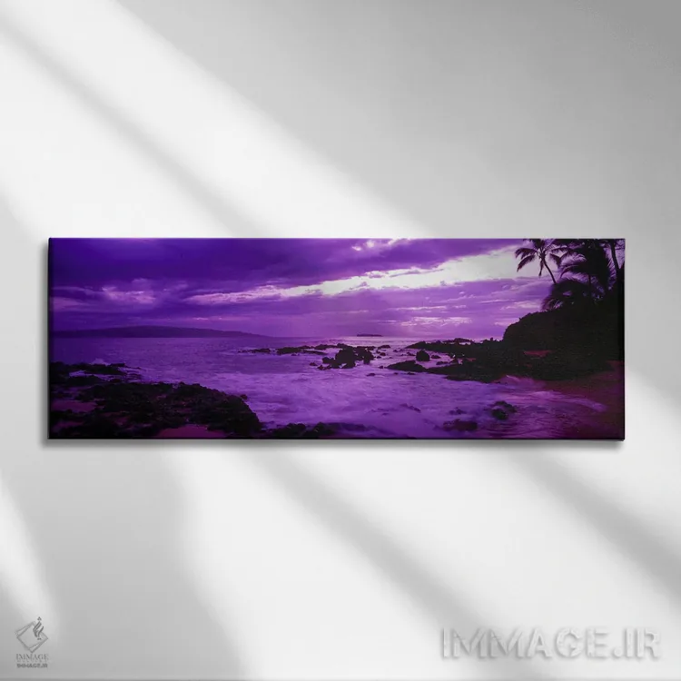 تابلو دکوراتیو Makena Beach, Maui, Hawaii, USA,غروب ارغوانی ابری، ساحل… اثر پانورامیک ایمجز - نمای روبهرو روی دیوار