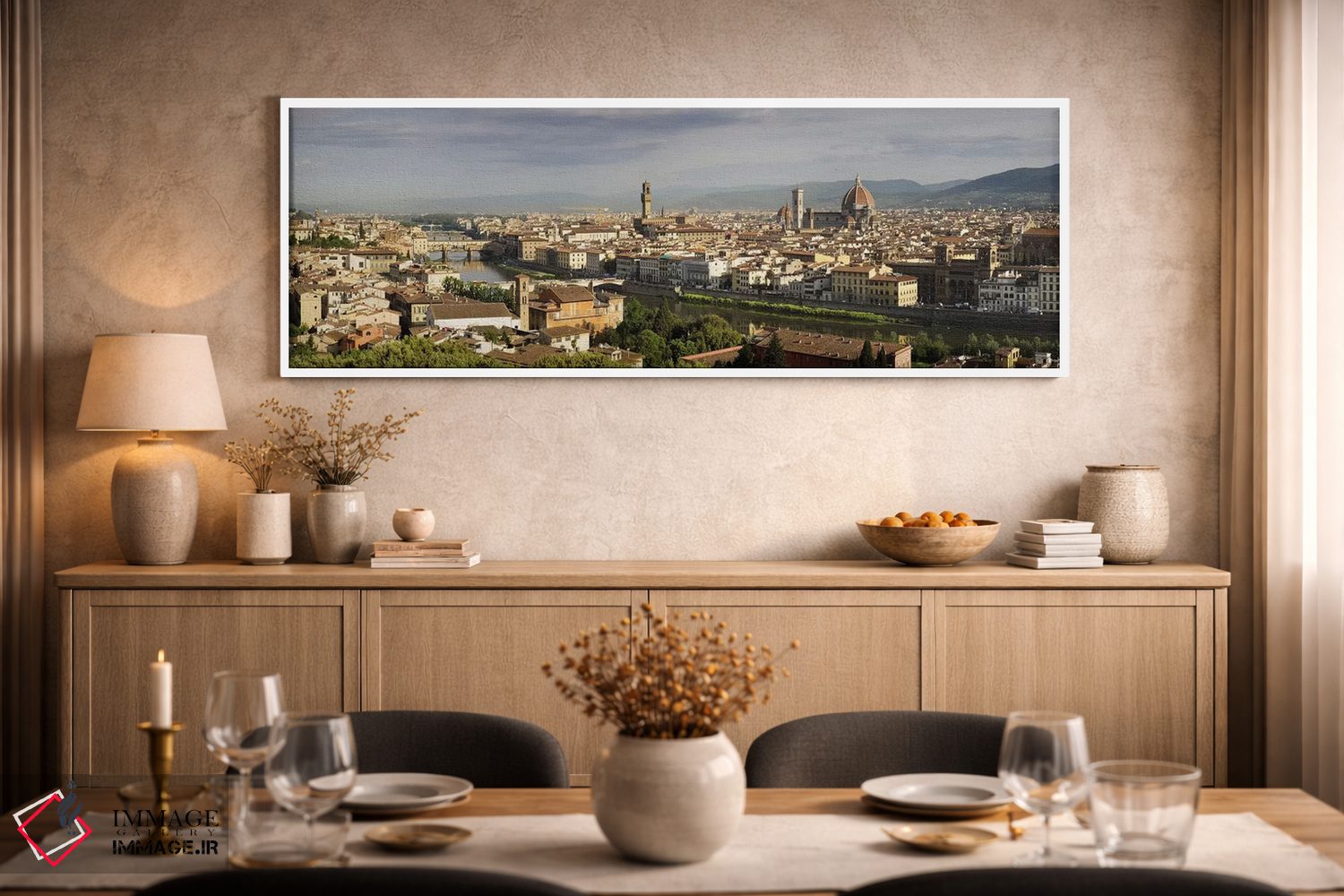 تابلو دکوراتیو Arno River, Duomo Santa Maria Del Fiore, Florence, Tusc… اثر پانورامیک ایمجز - D1W