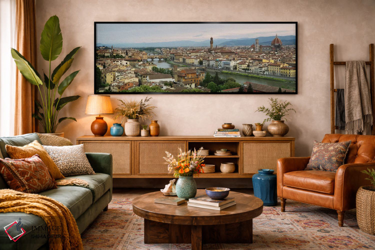تابلو دکوراتیو Ponte Vecchio, Arno River, Duomo Santa Maria Del Fiore… اثر پانورامیک ایمجز - D3B