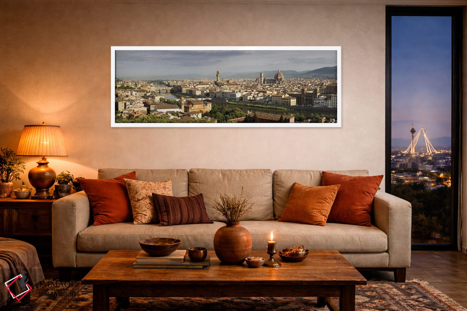 تابلو دکوراتیو Arno River, Duomo Santa Maria Del Fiore, Florence, Tusc… اثر پانورامیک ایمجز - D3W