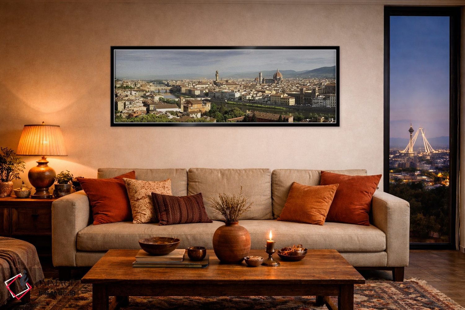 تابلو دکوراتیو Arno River, Duomo Santa Maria Del Fiore, Florence, Tusc… اثر پانورامیک ایمجز - D6B