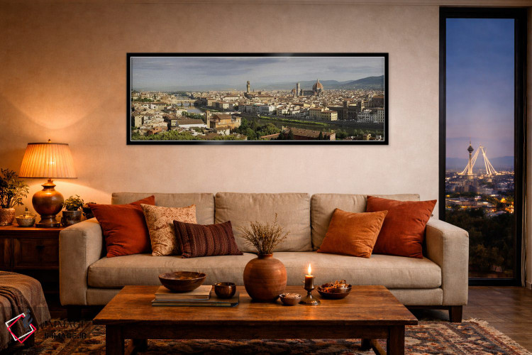 تابلو دکوراتیو Arno River, Duomo Santa Maria Del Fiore, Florence, Tusc… اثر پانورامیک ایمجز - D6B