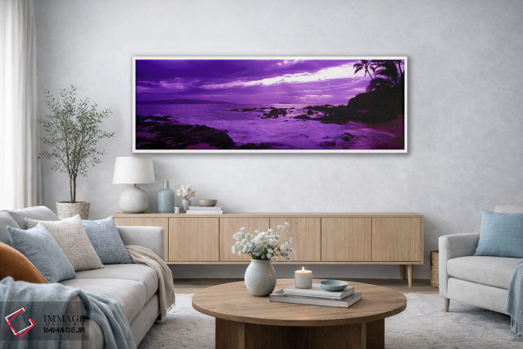 تابلو دکوراتیو Makena Beach, Maui, Hawaii, USA,غروب ارغوانی ابری، ساحل… اثر پانورامیک ایمجز - D3W