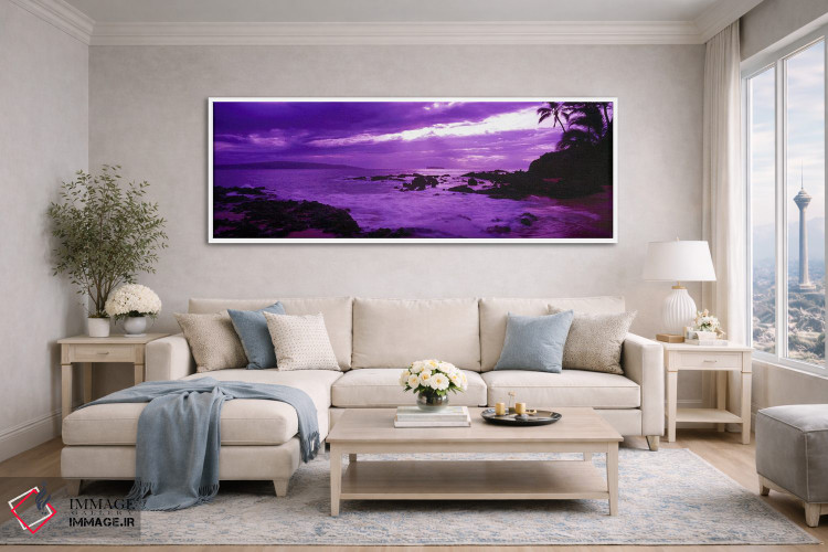 تابلو دکوراتیو Makena Beach, Maui, Hawaii, USA,غروب ارغوانی ابری، ساحل… اثر پانورامیک ایمجز - D4W