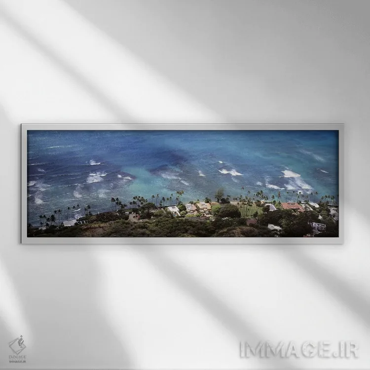 تابلو دکوراتیو Ocean Villas, Honolulu, Oahu, Hawaii, USA,نمای هوایی از… اثر پانورامیک ایمجز - نمای قابدار سفید