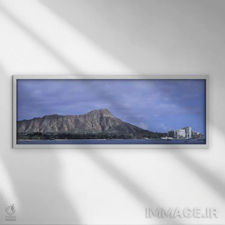 تابلو دکوراتیو Diamond Head, Honolulu, Oahu, Hawaii, USA,ساختمان ها با… اثر پانورامیک ایمجز - نمای قابدار سفید