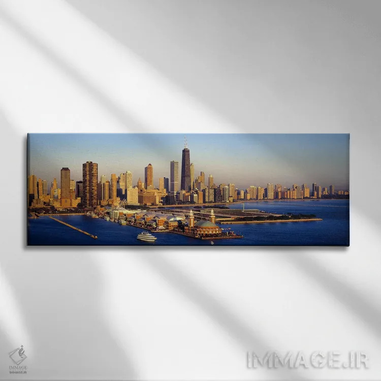 تابلو دکوراتیو Lake Michigan, Chicago, Cook County, Illinois, USA,نمای… اثر پانورامیک ایمجز - نمای روبهرو روی دیوار