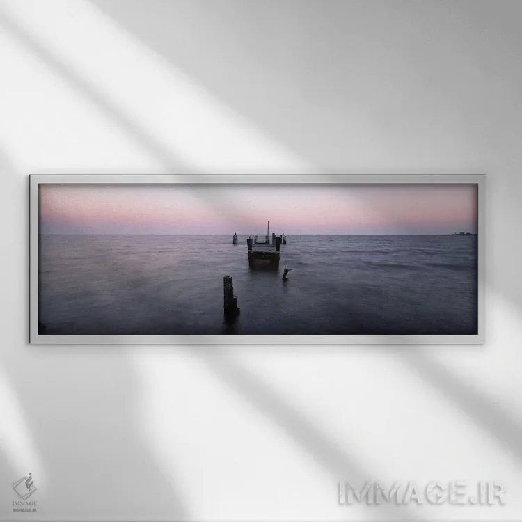 تابلو دکوراتیو Dilapidated Pier, North Point State Park, Edgemere, Bal… اثر پانورامیک ایمجز - نمای قابدار سفید