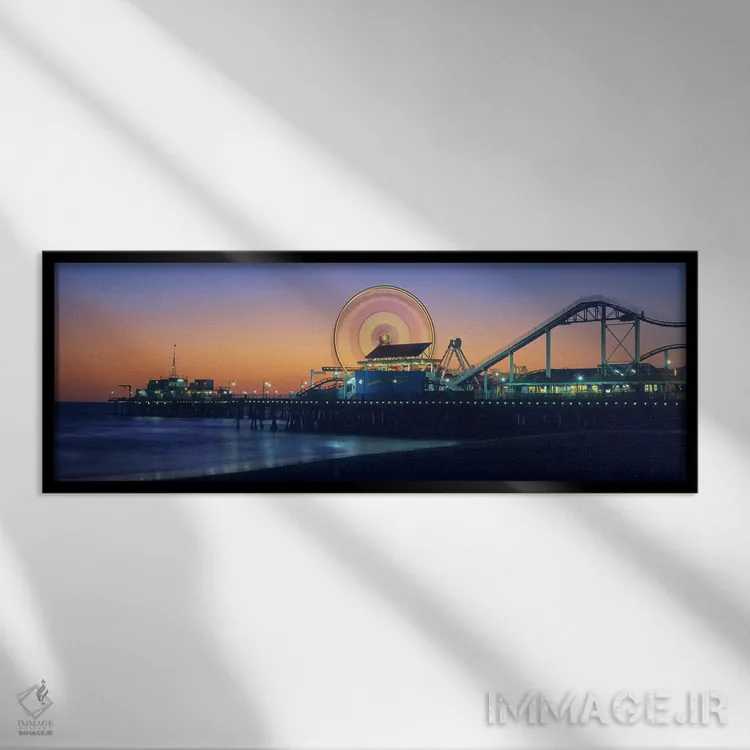 تابلو دکوراتیو Santa Monica Pier, Santa Monica, Los Angeles County, Ca… اثر پانورامیک ایمجز - نمای قابدار مشکی