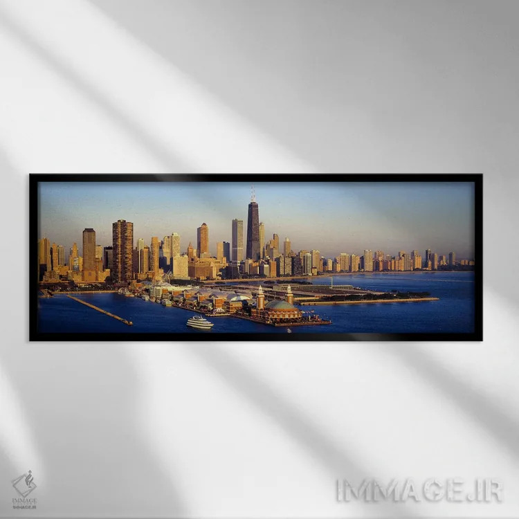تابلو دکوراتیو Lake Michigan, Chicago, Cook County, Illinois, USA,نمای… اثر پانورامیک ایمجز - نمای قابدار مشکی