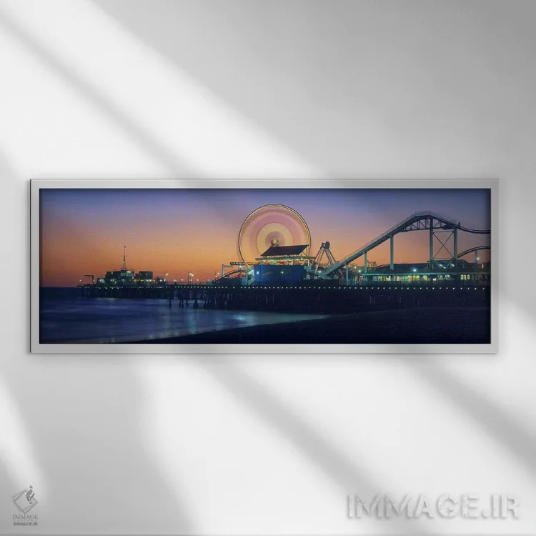 تابلو دکوراتیو Santa Monica Pier, Santa Monica, Los Angeles County, Ca… اثر پانورامیک ایمجز - نمای قابدار سفید