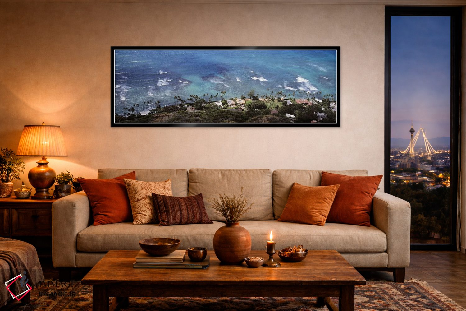 تابلو دکوراتیو Ocean Villas, Honolulu, Oahu, Hawaii, USA,نمای هوایی از… اثر پانورامیک ایمجز - D5B