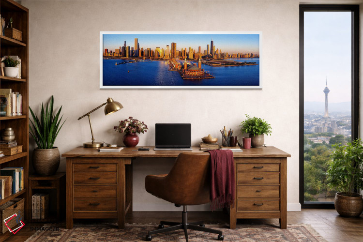 تابلو دکوراتیو Chicago, Cook County, Illinois, USA,طلوع آفتاب در اسکله… اثر پانورامیک ایمجز - D1W