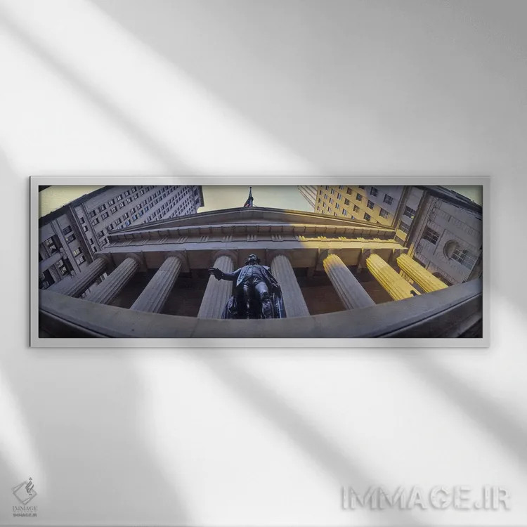 تابلو دکوراتیو New York Stock Exchange, Wall Street, Manhattan, New Yo… اثر پانورامیک ایمجز - نمای قابدار سفید