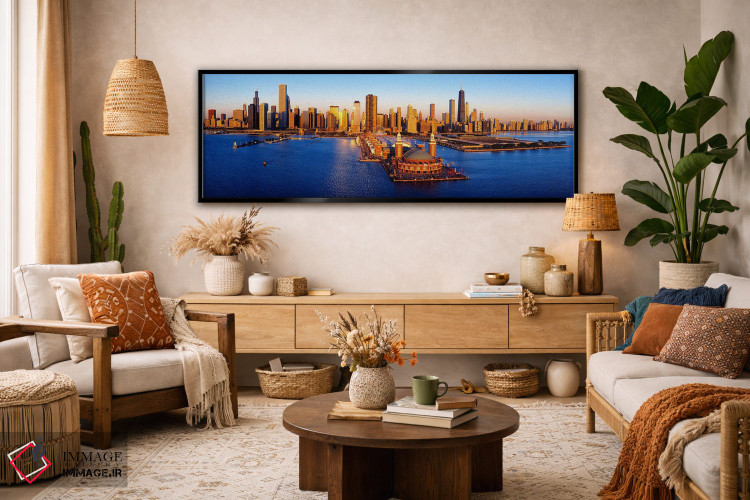 تابلو دکوراتیو Chicago, Cook County, Illinois, USA,طلوع آفتاب در اسکله… اثر پانورامیک ایمجز - D3B