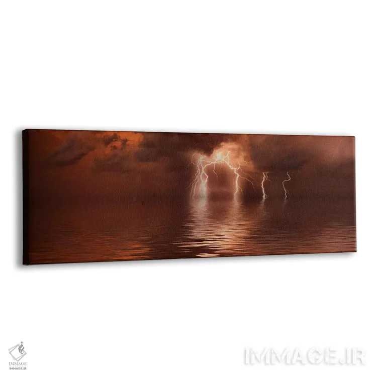 تابلو دکوراتیو طوفان رعد و برق بر فراز دریا اثر پانورامیک ایمجز - نمای پرسپکتیو محصول