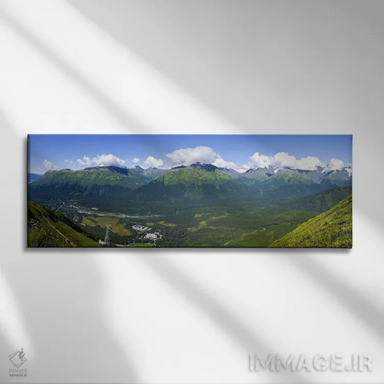 تابلو دکوراتیو Girdwood, Chugach Mountains, Anchorage, Alaska, USA,نما… اثر پانورامیک ایمجز - نمای روبهرو روی دیوار