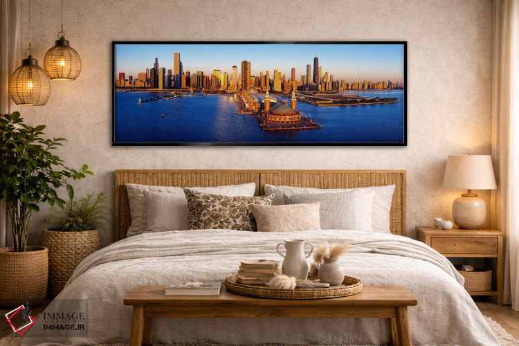 تابلو دکوراتیو Chicago, Cook County, Illinois, USA,طلوع آفتاب در اسکله… اثر پانورامیک ایمجز - D5B