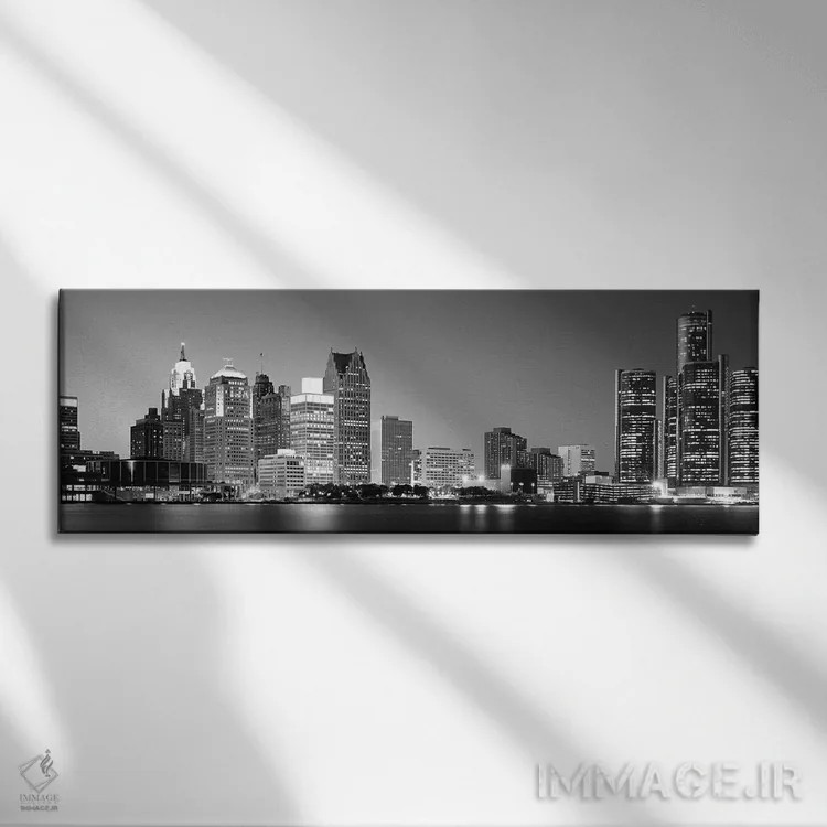 تابلو دکوراتیو Lake Erie, Detroit, Wayne County, Michigan, USA,شهر در… اثر پانورامیک ایمجز - نمای روبهرو روی دیوار